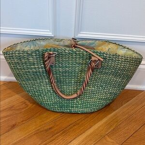 Banana Republic Green Woven Tote Bag
